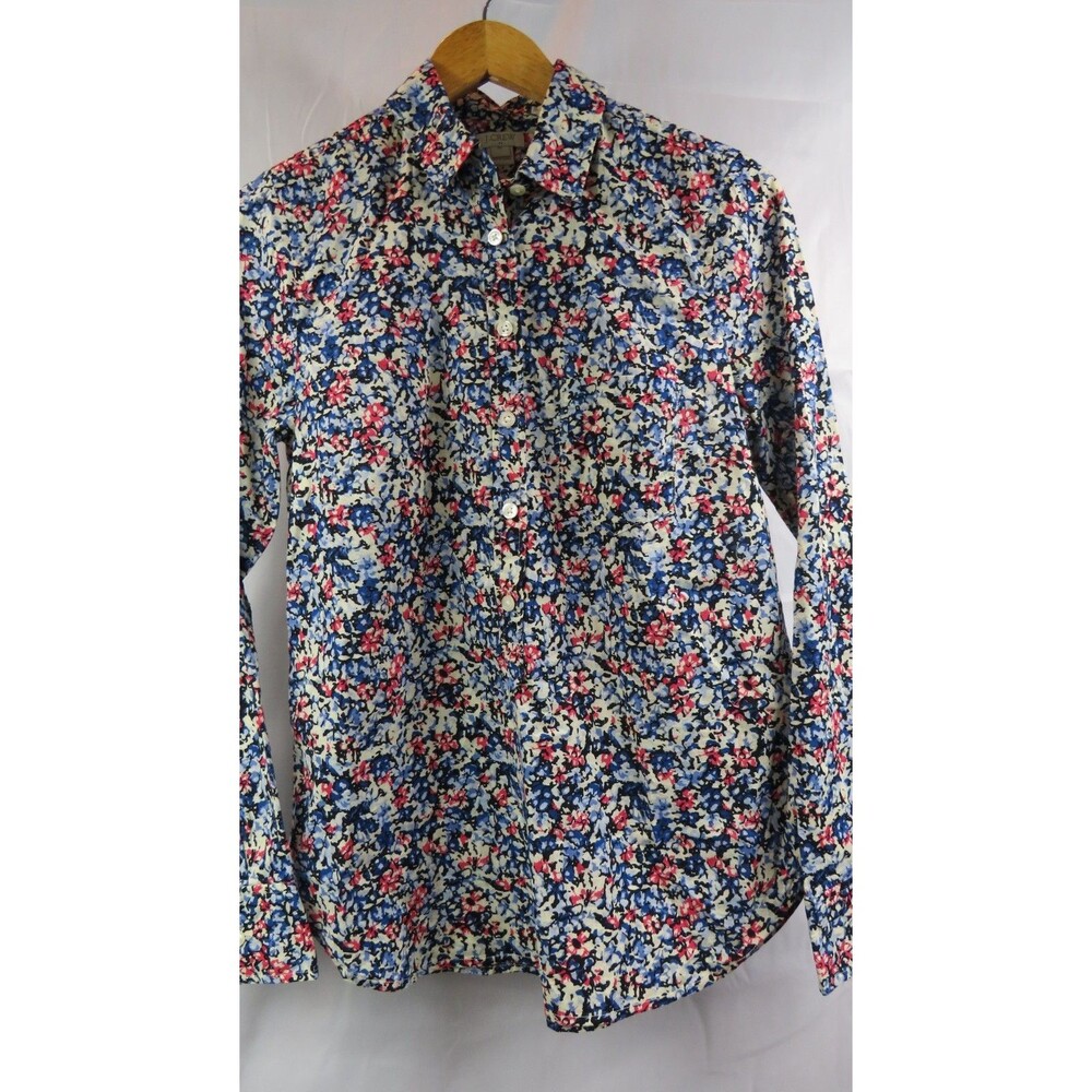 J. Crew Womens Shirt XS Floral Print Button Cottagecore Garden Preppy Collar